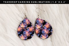 Flower Teardrop Earring Sublimation PNG Design Product Image 1