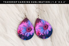 Flower Teardrop Earring Sublimation PNG Design Product Image 1