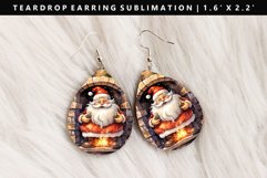 Funny Santa Teardrop Earring Sublimation PNG Design Product Image 1