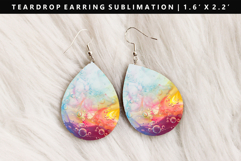 Rainbow Teardrop Earring Sublimation PNG Design Product Image 1