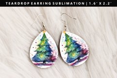 Watercolor Teardrop Earring Sublimation PNG Design Product Image 1