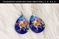 Pig Teardrop Earring Sublimation PNG Design Product Image 1