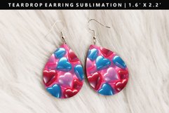 Puff Heart Teardrop Earring Sublimation PNG Design Product Image 1
