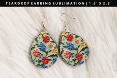 Flower Teardrop Earring Sublimation PNG Design Product Image 1