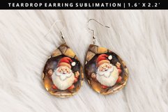 Funny Santa Teardrop Earring Sublimation PNG Design Product Image 1