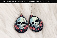 Skull Teardrop Earring Sublimation PNG Design Product Image 1