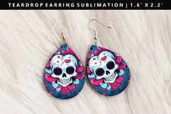 Skull Teardrop Earring Sublimation PNG Design Product Image 1