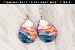 Abstract Teardrop Earring Sublimation PNG Design Product Image 1