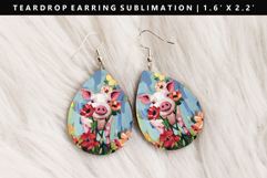 Pig Teardrop Earring Sublimation PNG Design Product Image 1