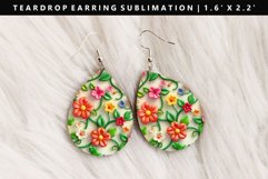 Flower Teardrop Earring Sublimation PNG Design Product Image 1