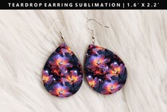 Flower Teardrop Earring Sublimation PNG Design Product Image 1