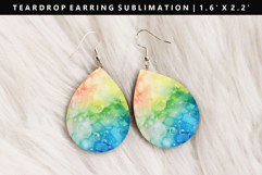 Rainbow Teardrop Earring Sublimation PNG Design Product Image 1