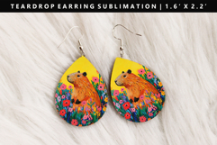 Capybara Teardrop Earring Sublimation PNG Design Product Image 1
