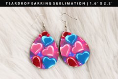 Puff Heart Teardrop Earring Sublimation PNG Design Product Image 1
