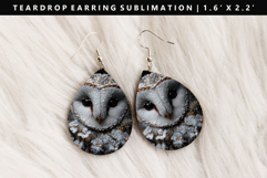 Owl Teardrop Earring Sublimation PNG Design Product Image 1