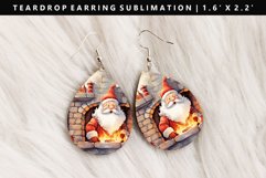 Funny Santa Teardrop Earring Sublimation PNG Design Product Image 1