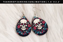 Skull Teardrop Earring Sublimation PNG Design Product Image 1