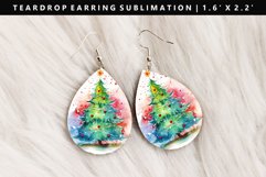 Watercolor Teardrop Earring Sublimation PNG Design Product Image 1