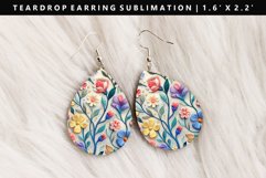 Flower Teardrop Earring Sublimation PNG Design Product Image 1