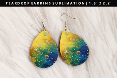 Rainbow Teardrop Earring Sublimation PNG Design Product Image 1