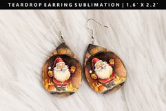 Funny Santa Teardrop Earring Sublimation PNG Design Product Image 1