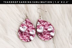 Heart Teardrop Earring Sublimation PNG Design Product Image 1