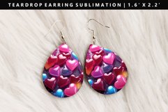 Puff Heart Teardrop Earring Sublimation PNG Design Product Image 1