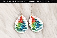 Watercolor Teardrop Earring Sublimation PNG Design Product Image 1