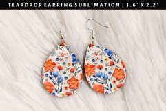 Flower Teardrop Earring Sublimation PNG Design Product Image 1