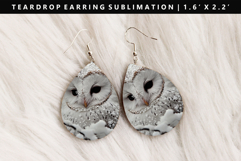 Owl Teardrop Earring Sublimation PNG Design Product Image 1