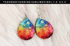 Rainbow Teardrop Earring Sublimation PNG Design Product Image 1
