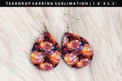 Flower Teardrop Earring Sublimation PNG Design Product Image 1