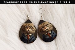 Funny Cat Teardrop Earring Sublimation PNG Design Product Image 1