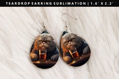 Funny Cat Teardrop Earring Sublimation PNG Design Product Image 1