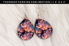 Flower Teardrop Earring Sublimation PNG Design Product Image 1