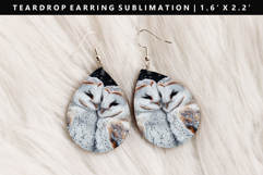 Owl Teardrop Earring Sublimation PNG Design Product Image 1