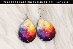 Rainbow Teardrop Earring Sublimation PNG Design Product Image 1