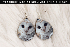 Owl Teardrop Earring Sublimation PNG Design Product Image 1
