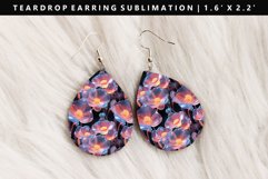 Flower Teardrop Earring Sublimation PNG Design Product Image 1