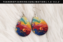Rainbow Teardrop Earring Sublimation PNG Design Product Image 1