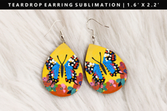 Butterfly Teardrop Earring Sublimation PNG Design Product Image 1