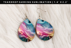 Abstract Teardrop Earring Sublimation PNG Design Product Image 1