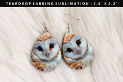 Owl Teardrop Earring Sublimation PNG Design Product Image 1