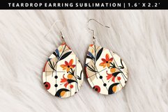 Flower Teardrop Earring Sublimation PNG Design Product Image 1