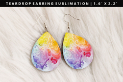 Rainbow Teardrop Earring Sublimation PNG Design Product Image 1
