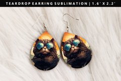 Funny Cat Teardrop Earring Sublimation PNG Design Product Image 1