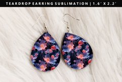 Flower Teardrop Earring Sublimation PNG Design Product Image 1