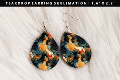 Alcohol Ink Teardrop Earring Sublimation PNG Design Product Image 1