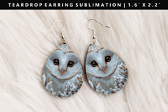 Owl Teardrop Earring Sublimation PNG Design Product Image 1