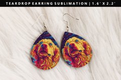 Funny Dog Teardrop Earring Sublimation PNG Design Product Image 1